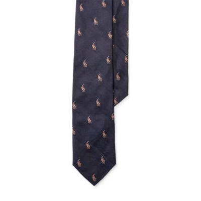 Ralph Lauren Allover Pony Silk Repp Tie Navy