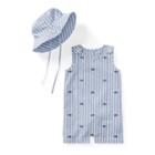 Ralph Lauren Cotton Shortall & Hat Set Blue/white Multi 6m