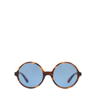 Ralph Lauren Oversize Round Sunglasses Stripped Havana