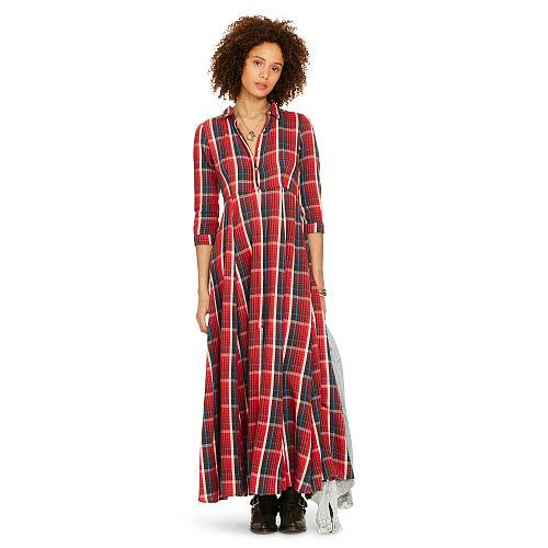 Ralph Lauren Denim & Supply Plaid Button-front Maxidress Warwick Plaid