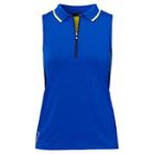 Ralph Lauren Golf Jersey Racerback Mockneck Top Sapphire/yellow