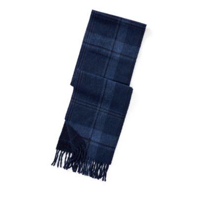 Ralph Lauren Reversible Plaid Wool Scarf Indigo Hthr