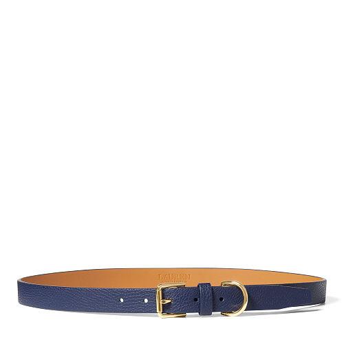 Ralph Lauren Lauren Pebbled Faux-leather Belt Navy