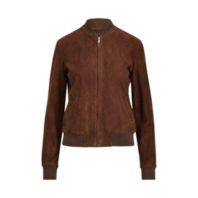 Ralph Lauren Suede Bomber Jacket Rich Brown Suede