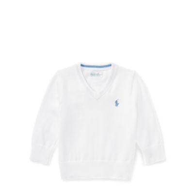 Ralph Lauren Cotton V-neck Sweater White 24m