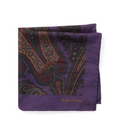 Ralph Lauren Paisley Silk Pocket Square Purple