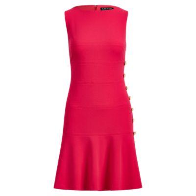 Ralph Lauren Button-trim Crepe Dress Pnk Poppy