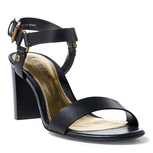 Ralph Lauren Lauren Harri Vachetta Leather Sandal Black