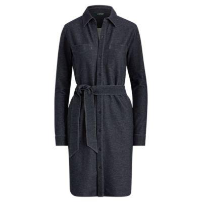Ralph Lauren Belted Denim Shirtdress Indigo Denim