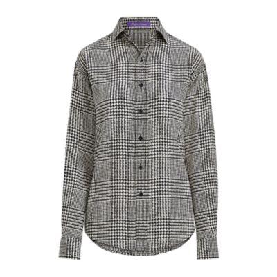 Ralph Lauren Adrien Houndstooth Silk Shirt Black/cream