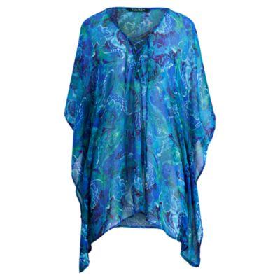 Ralph Lauren Paisley Crinkled Chiffon Tunic Blue Multi