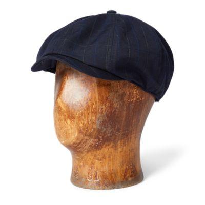 Ralph Lauren Windowpane Wool Newsboy Cap Navy Multi