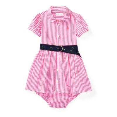 Ralph Lauren Striped Shirtdress & Bloomer Pink/white 3m