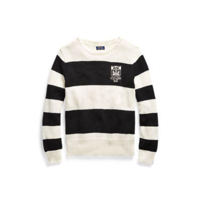 Ralph Lauren Striped Cotton Sweater Black/cream