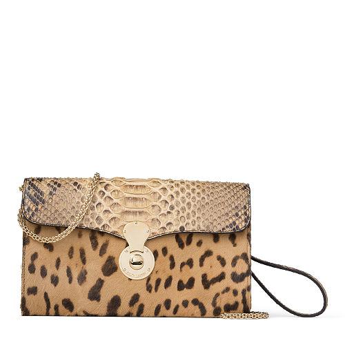 Ralph Lauren Haircalf Ricky Chain Pouch Leopard/rl Tan