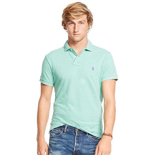 Polo Ralph Lauren Custom-fit Mesh Polo Shirt Resort Green Heather