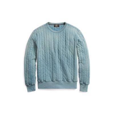 Ralph Lauren Quilted Cotton Sweatshirt Washed Blue Indigo