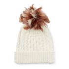 Ralph Lauren Feather-trim Cable Wool Hat Collection Cream