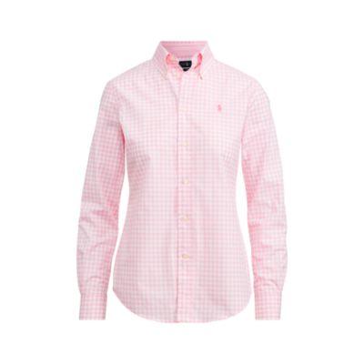 Ralph Lauren Slim Fit Gingham Poplin Shirt 566c Pink/white