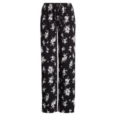 Ralph Lauren Floral Crepe Wide-leg Pant Black/cream