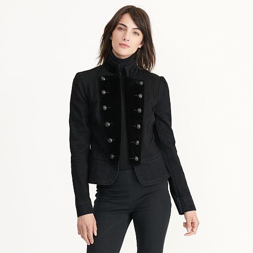 Ralph Lauren Lauren Peplum Denim Military Jacket Onyx