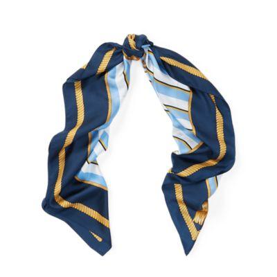 Ralph Lauren Crest Silk Scarf Light Blue