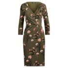 Ralph Lauren Surplice Jersey Dress Admiral Green/blush/multi