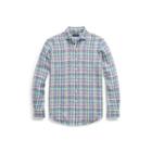 Ralph Lauren Classic Fit Plaid Linen Shirt Cascade Blue/multi