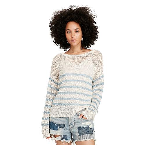 Ralph Lauren Denim & Supply Striped Linen Crewneck Sweater Cream