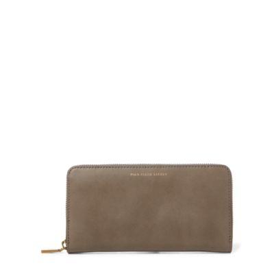 Ralph Lauren Leather Zip-around Wallet Taupe