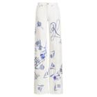 Ralph Lauren 143 Embroidered Wide-leg Jean White Denim Wash