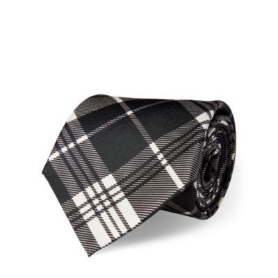 Ralph Lauren Plaid Silk Habotai Tie Black/white