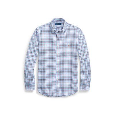 Ralph Lauren Classic Fit Plaid Oxford Shirt 2448c Wine/blue Multi 3xl Tall