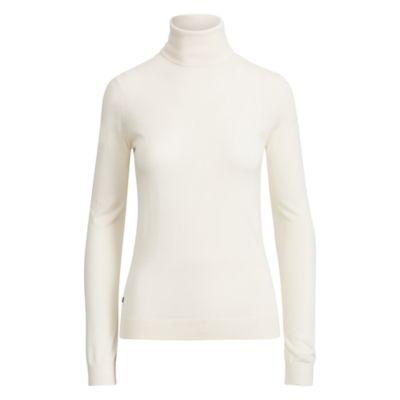 Ralph Lauren Ribbed Silk-blend Turtleneck Mascarpone Cream