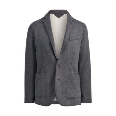 Ralph Lauren Cotton Fleece Sport Coat Dark Heather And Cream