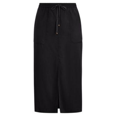 Ralph Lauren Twill Drawstring Maxiskirt Polo Black