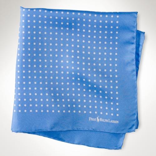 Polo Ralph Lauren Polka-dot Silk Pocket Square Blue