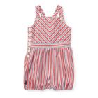 Ralph Lauren Striped Bow-back Cotton Romper Red/white Multi 3m