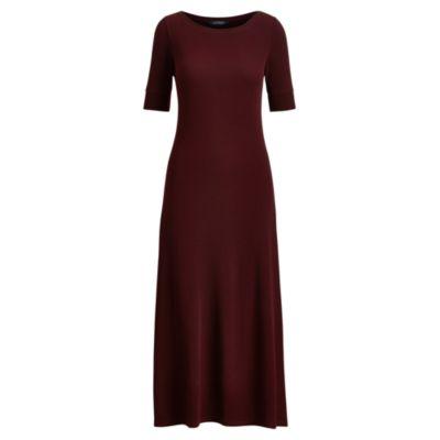 Ralph Lauren Waffle-knit Cotton Midi Dress Red Sangria