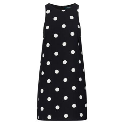Ralph Lauren Crepe A-line Dress Black/colonial Cream