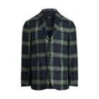 Ralph Lauren Morgan Tartan Linen Sport Coat Dk Green And Yellow