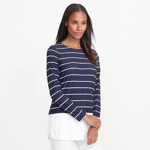 Ralph Lauren Lauren Striped Jersey Top Navy/antique Ivory