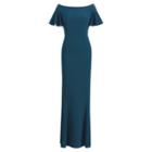 Ralph Lauren Crepe Off-the-shoulder Gown Iconic Teal