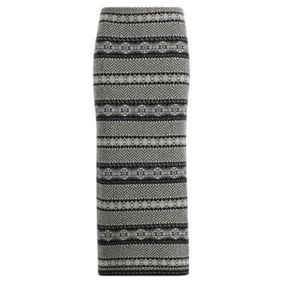 Ralph Lauren Fair Isle Wool-cashmere Skirt Polo Black/multi Sp