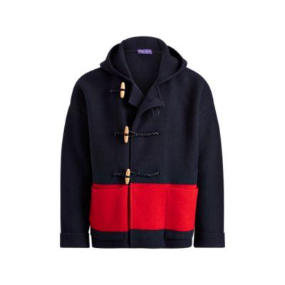 Ralph Lauren Knit Wool Toggle Jacket Chairman Navy W/ Cls Red