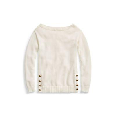 Ralph Lauren Cotton Boatneck Sweater Linen White