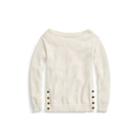 Ralph Lauren Cotton Boatneck Sweater Linen White