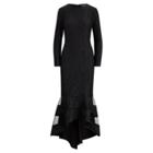Ralph Lauren Tulle-panel Lace Gown Black/black