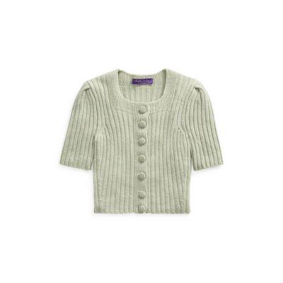 Ralph Lauren Ribbed Cashmere-linen Cardigan Vintage Celadon
