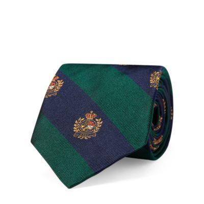 Ralph Lauren Silk Twill Narrow Club Tie Green/navy